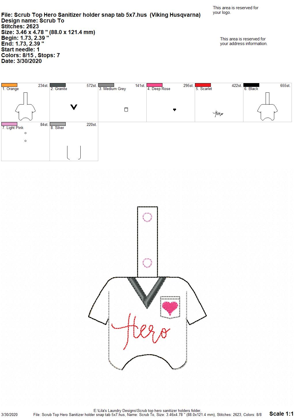 Scrub Top Hero Sanitizer Holders - DIGITAL Embroidery DESIGN