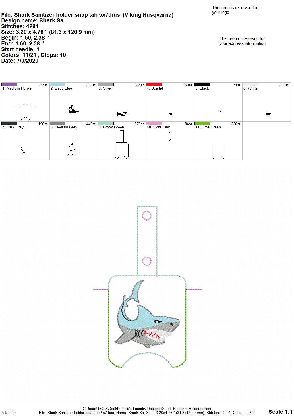 Shark Sanitizer Holders - DIGITAL Embroidery DESIGN