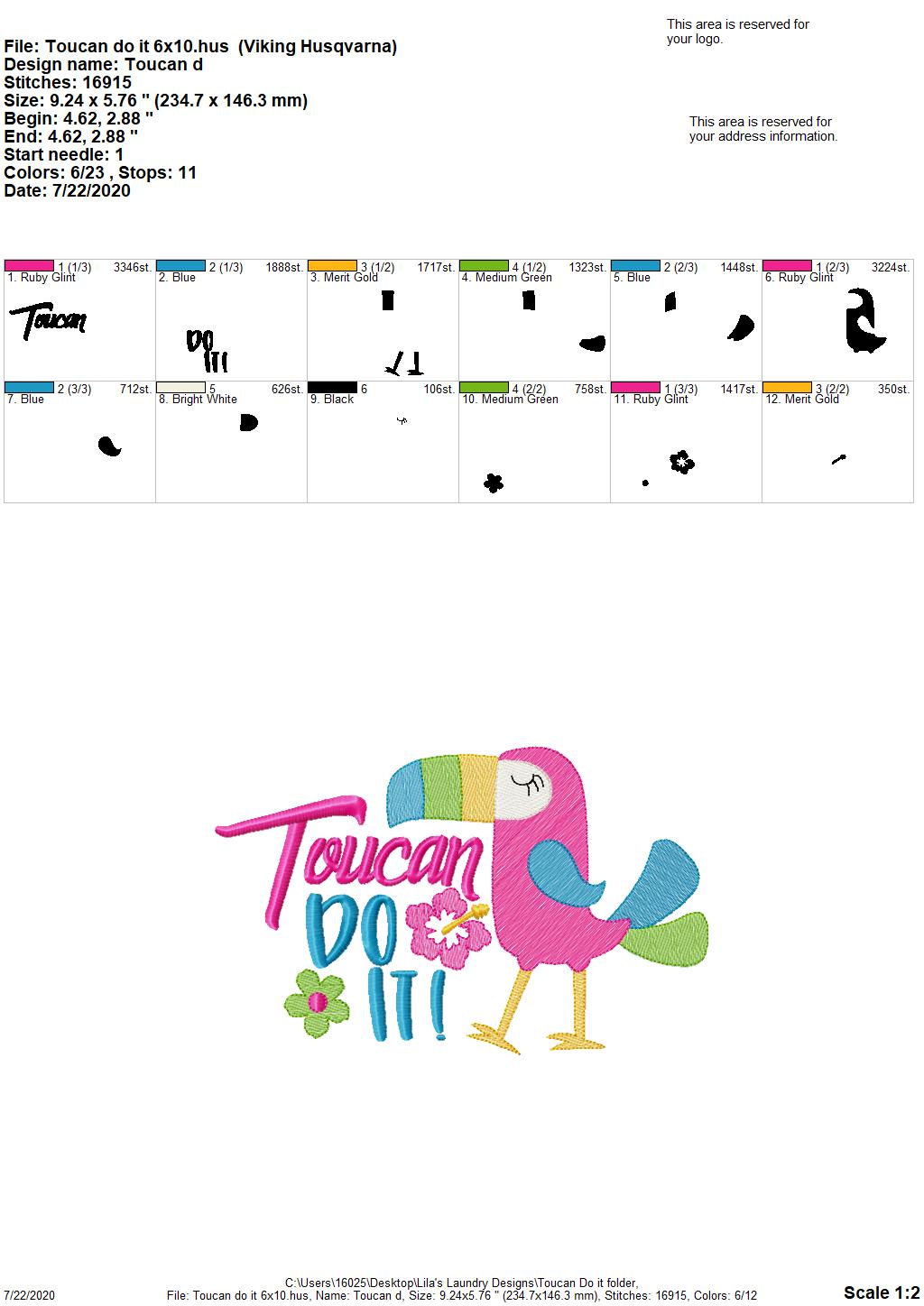 Toucan Do It - 2 Sizes - Digital Embroidery Design