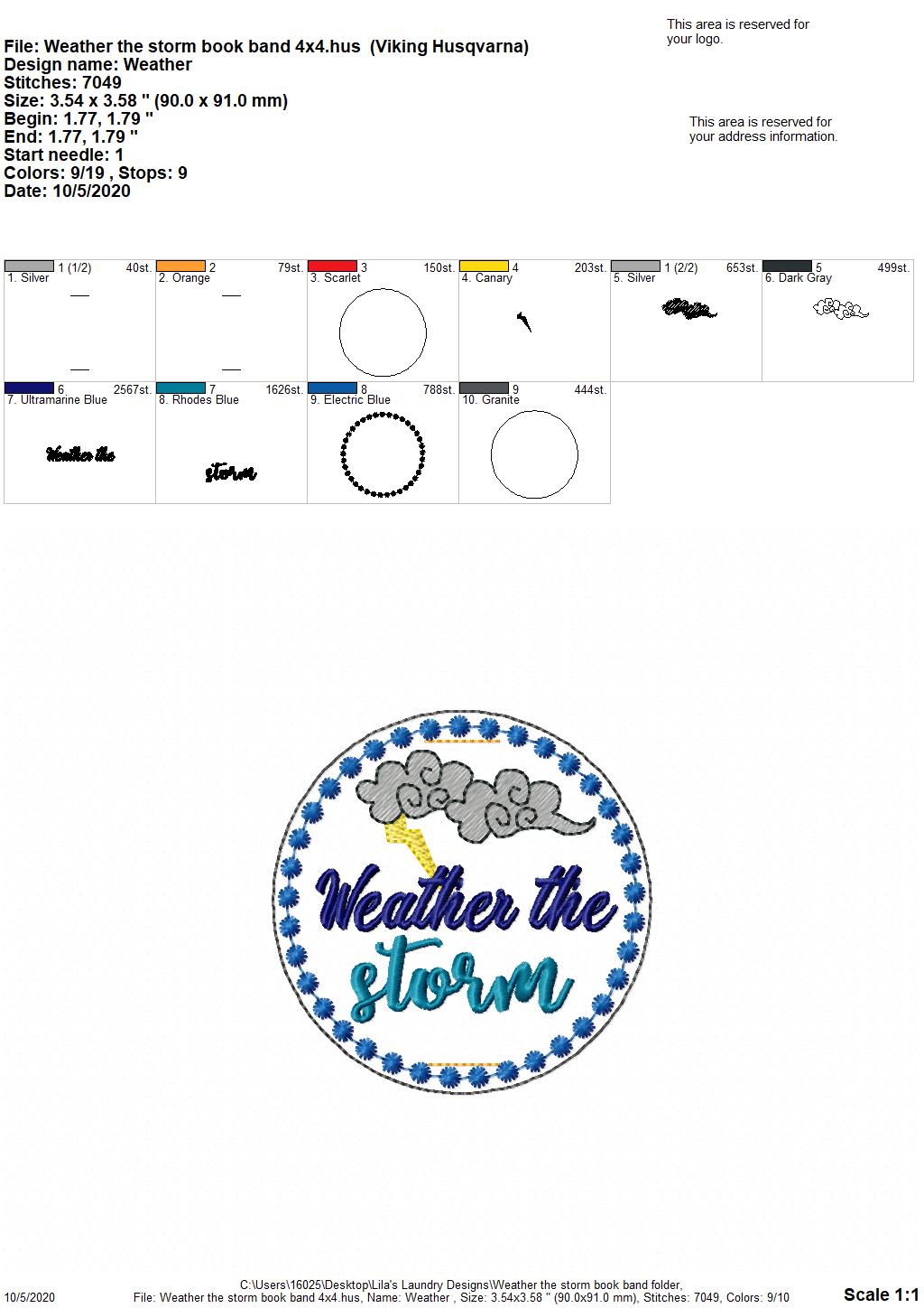 Weather The Storm Book Band - Digital Embroidery Design