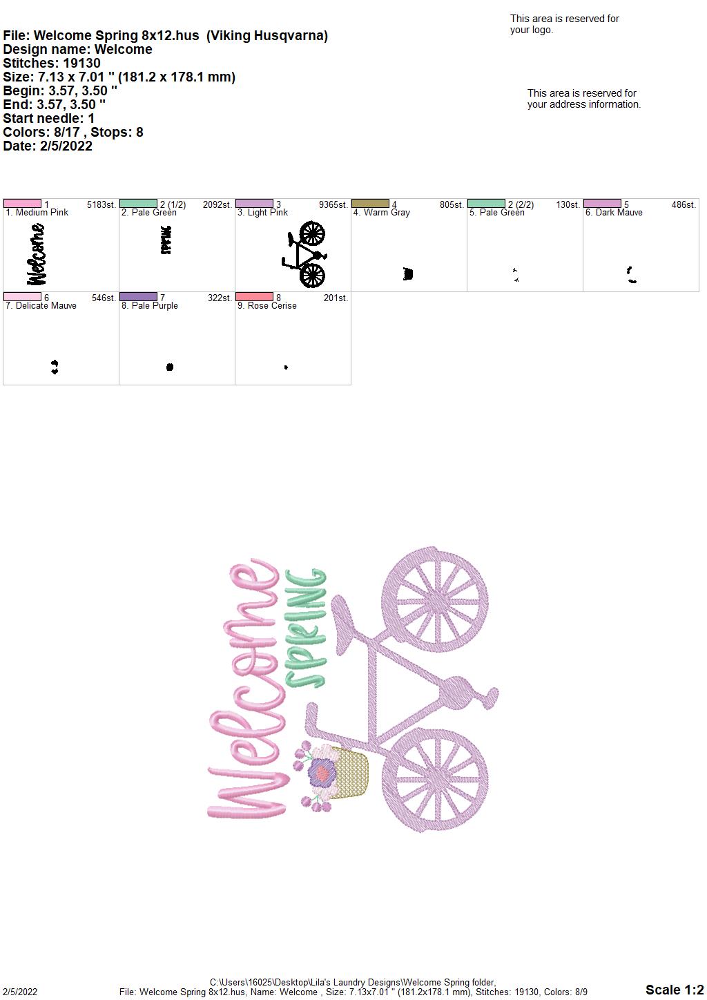 Welcome Spring - 3 sizes- Digital Embroidery Design