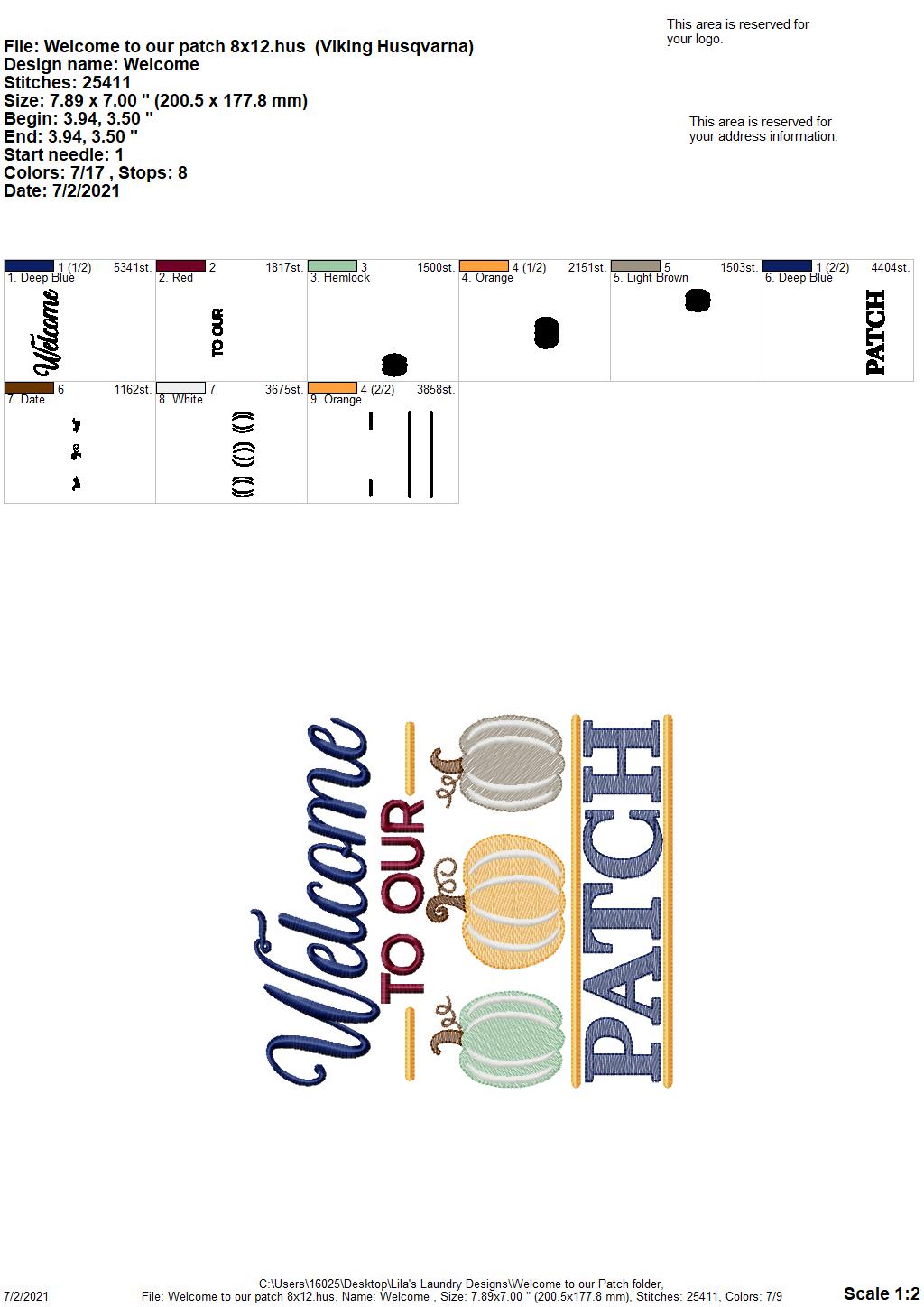 Welcome to our Patch - 4 sizes- Digital Embroidery Design