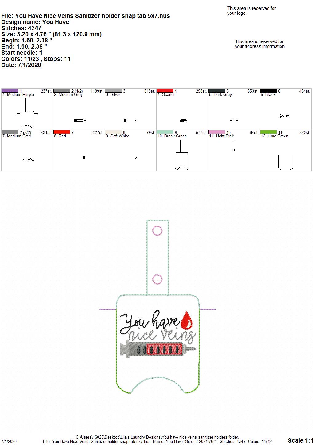 You Have Nice Veins Sanitizer Holders - DIGITAL Embroidery DESIGN