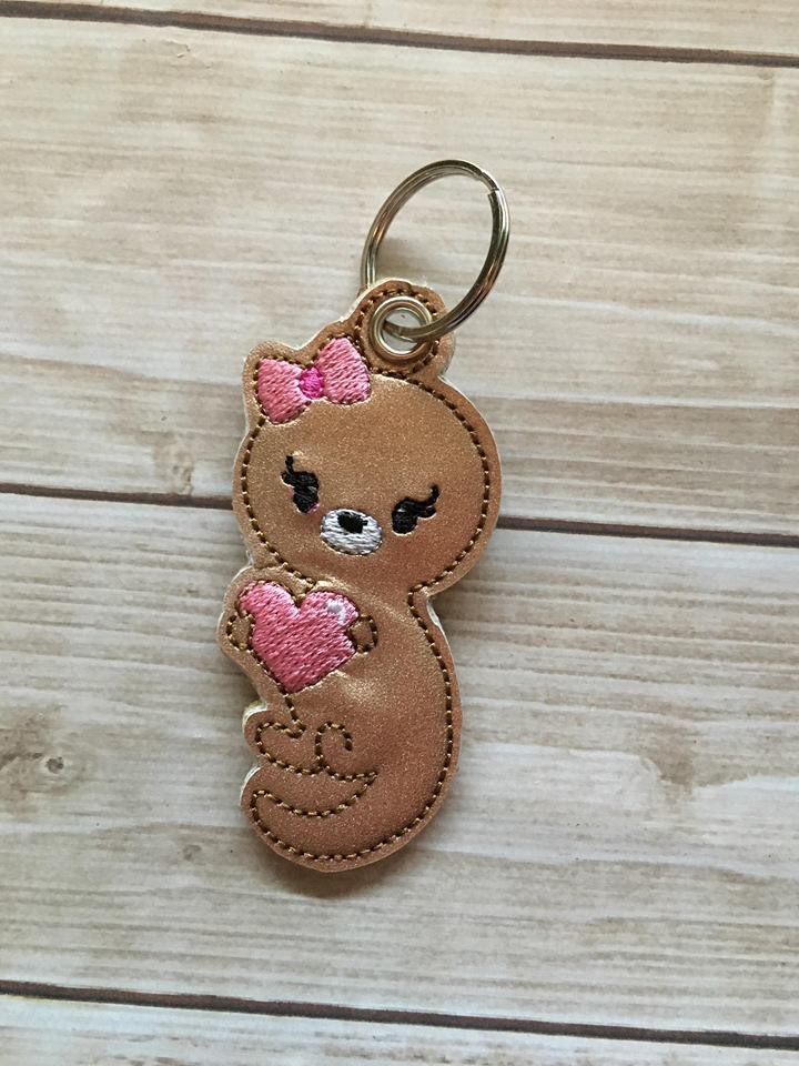 Valentine Girl Otter Fobs - Embroidery Design - DIGITAL Embroidery DESIGN