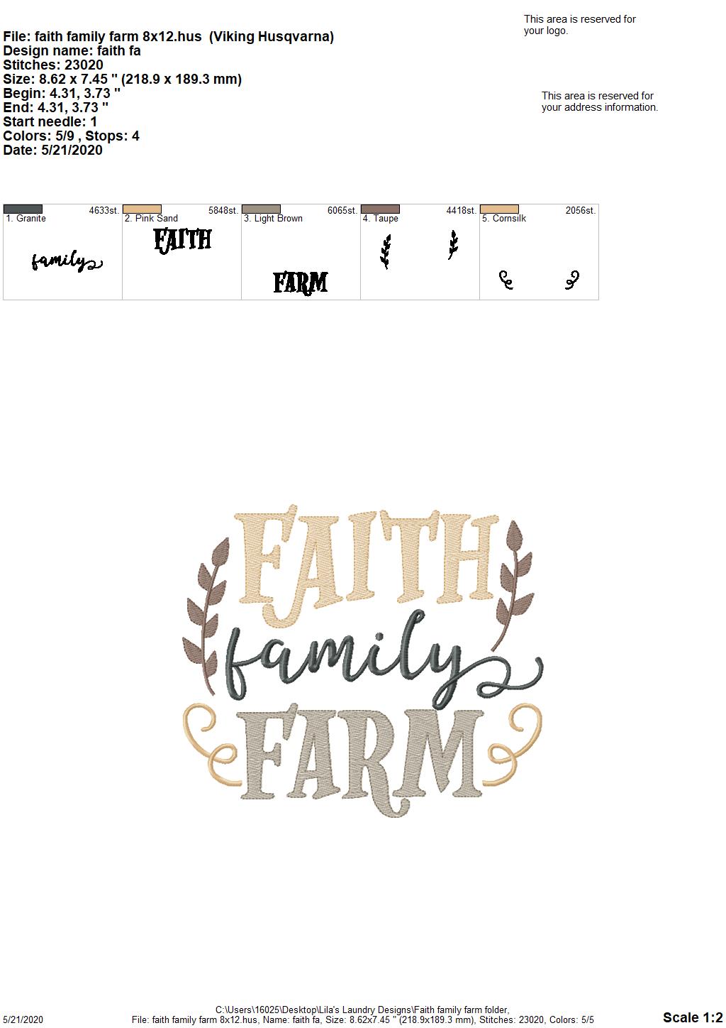 Faith Family Farm - 3 Sizes - Digital Embroidery Design