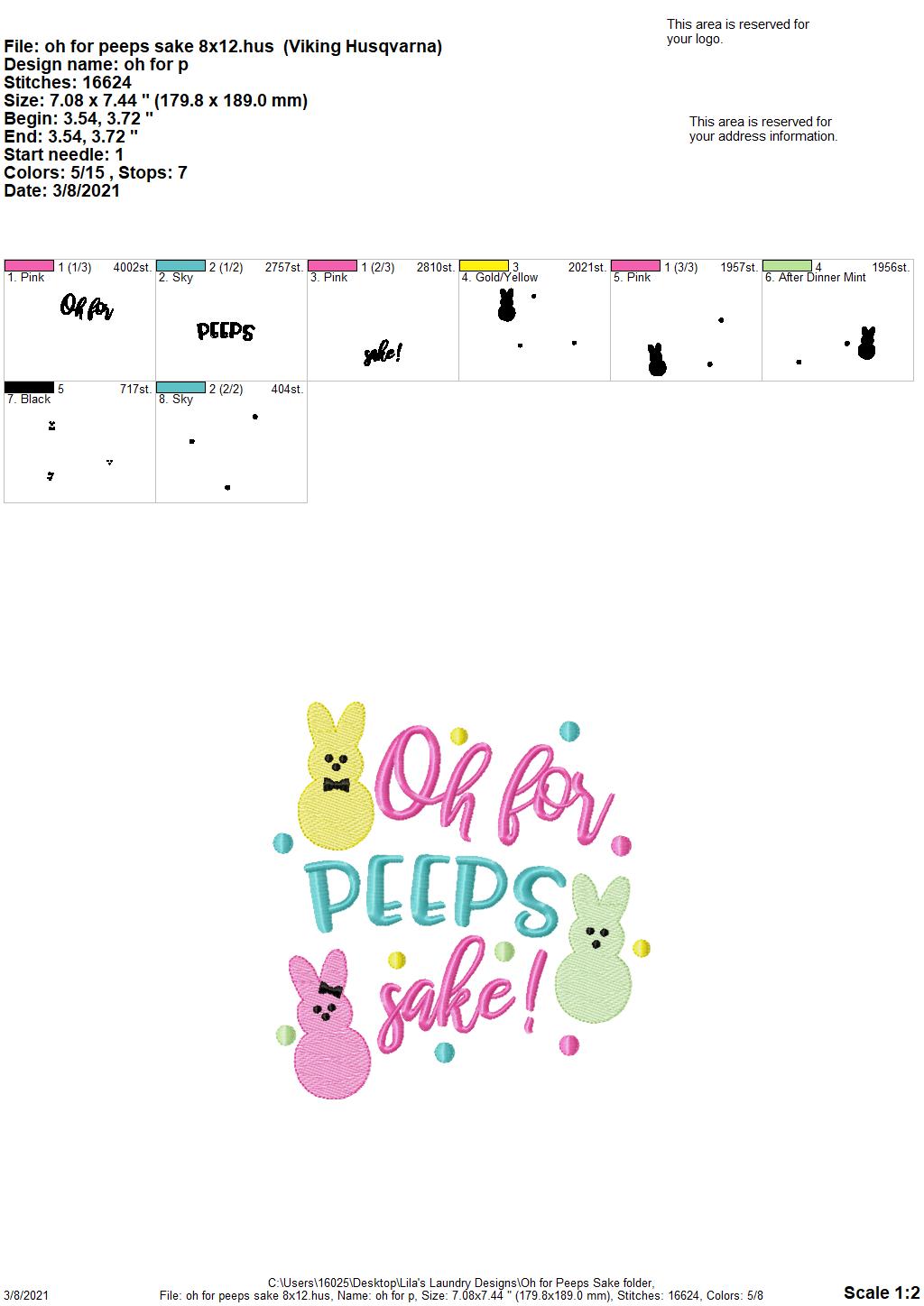 Oh for Peeps Sake - 4 sizes- Digital Embroidery Design