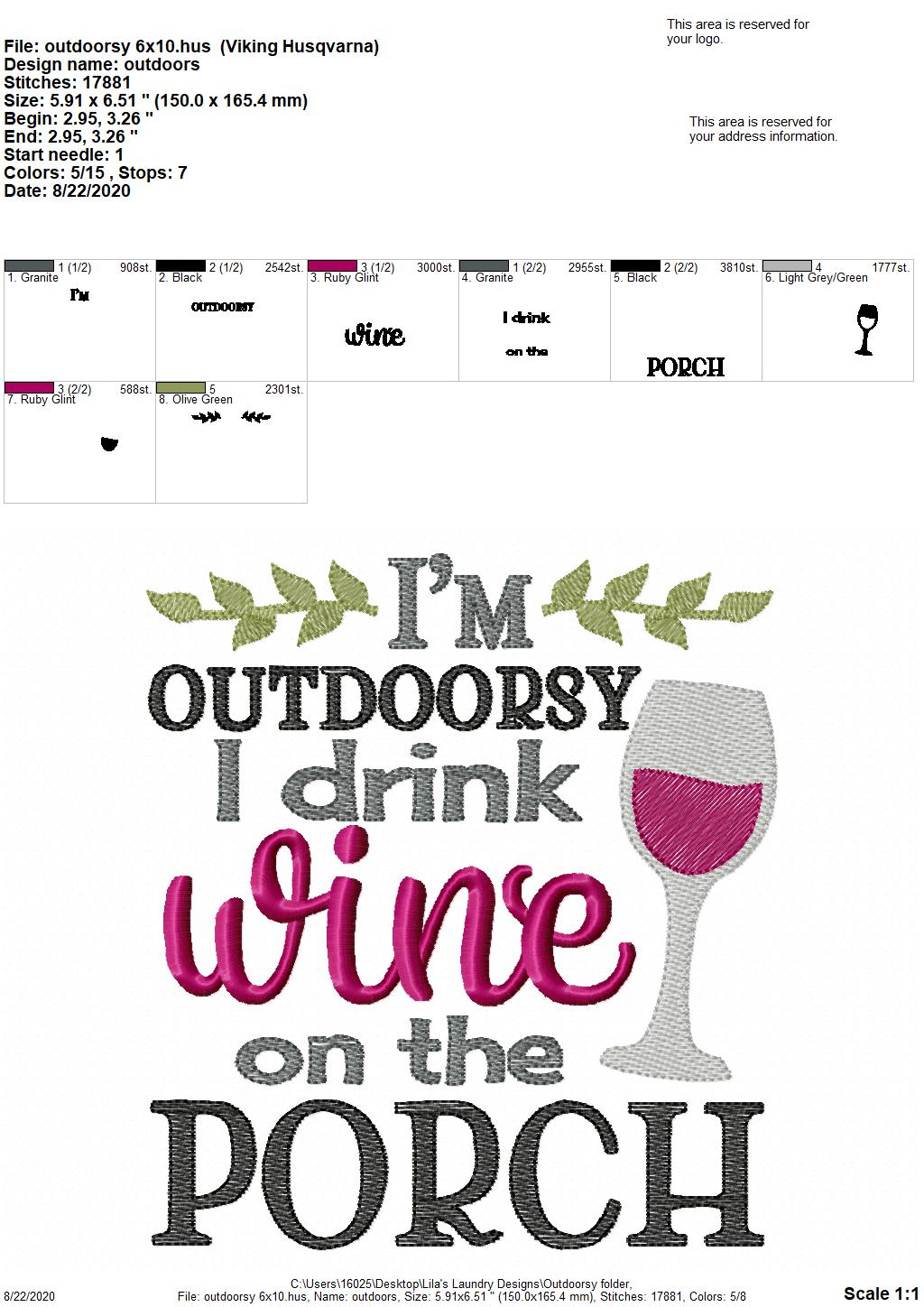 Outdoorsy - 2 Sizes - Digital Embroidery Design