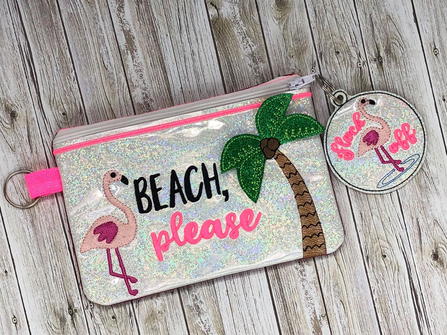 3D Beach, Please Zipper Bag 4x4, 5x7 and 6x10 - Digital Embroidery Design