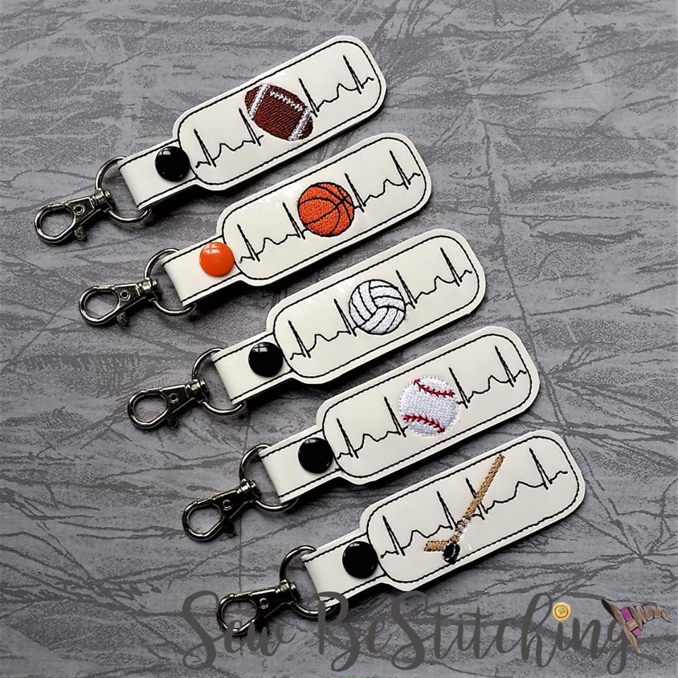 Sports Set ONE ekg snap tab Fobs - Embroidery Design - DIGITAL Embroidery DESIGN