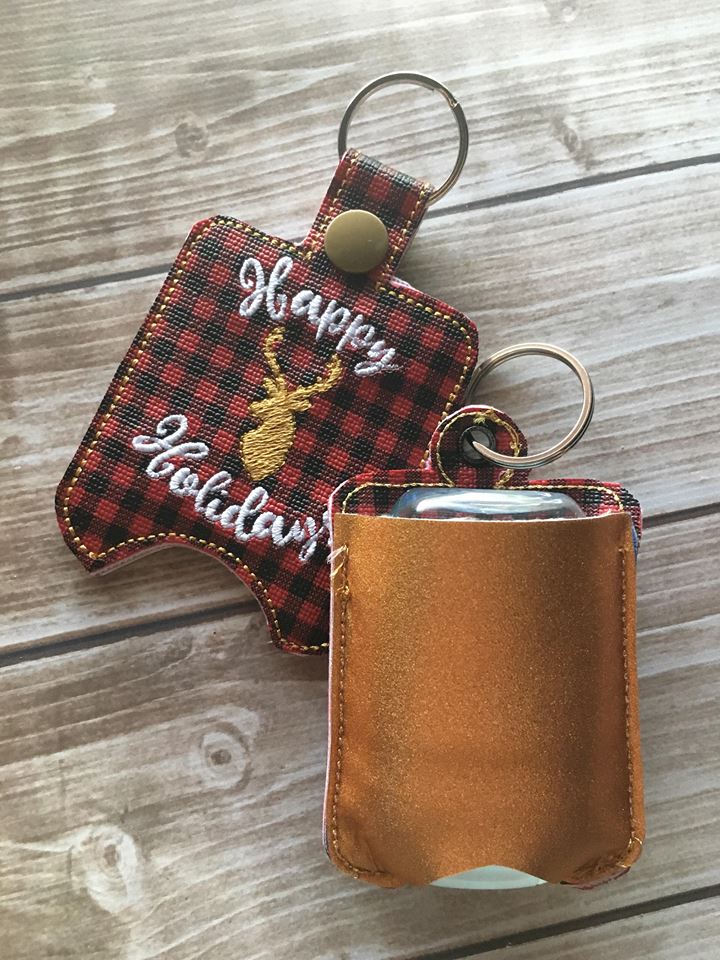 Rustic Deer Happy Holidays Sanitizer Holders - Embroidery Design - DIGITAL Embroidery DESIGN