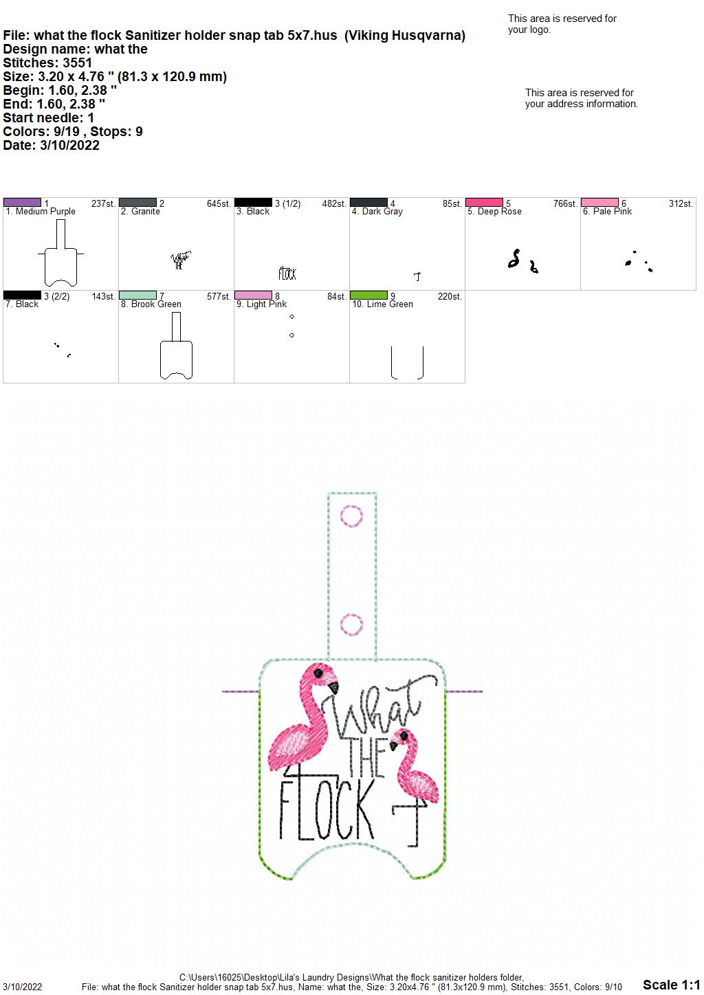 What the Flock Sanitizer Holders - DIGITAL Embroidery DESIGN