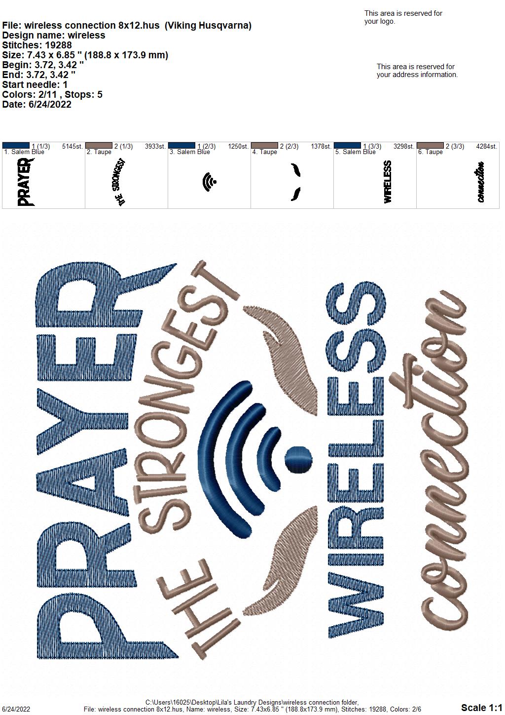 Wireless Connection - 4 sizes- Digital Embroidery Design