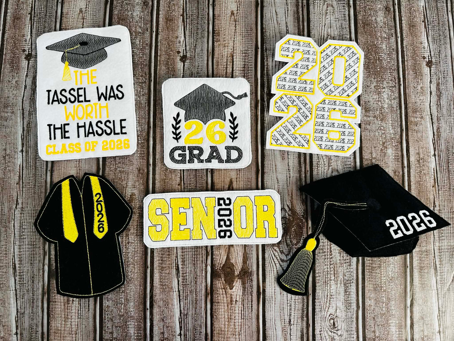 Graduation - Class of 2026 Feltie - Wreath Set - 4 x 4, 5 x 7, 6 x 10 and 8 x 12 Included - DIGITAL Embroidery Design
