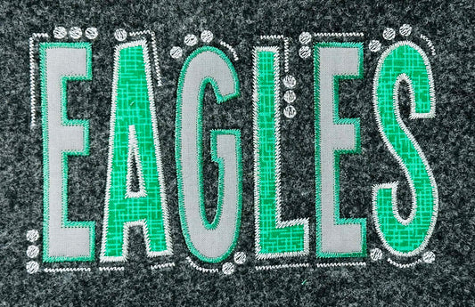Eagles Doodle Font Applique – 4 x 4, 5 x 7, 6 x 10 and 8 x 12 – DIGITAL Embroidery Design