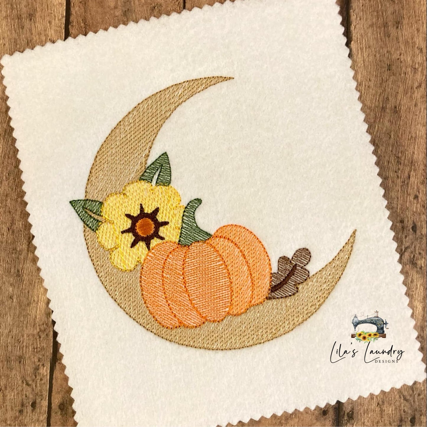 Fall Moon Sketch - 3 Sizes - Digital Embroidery Design