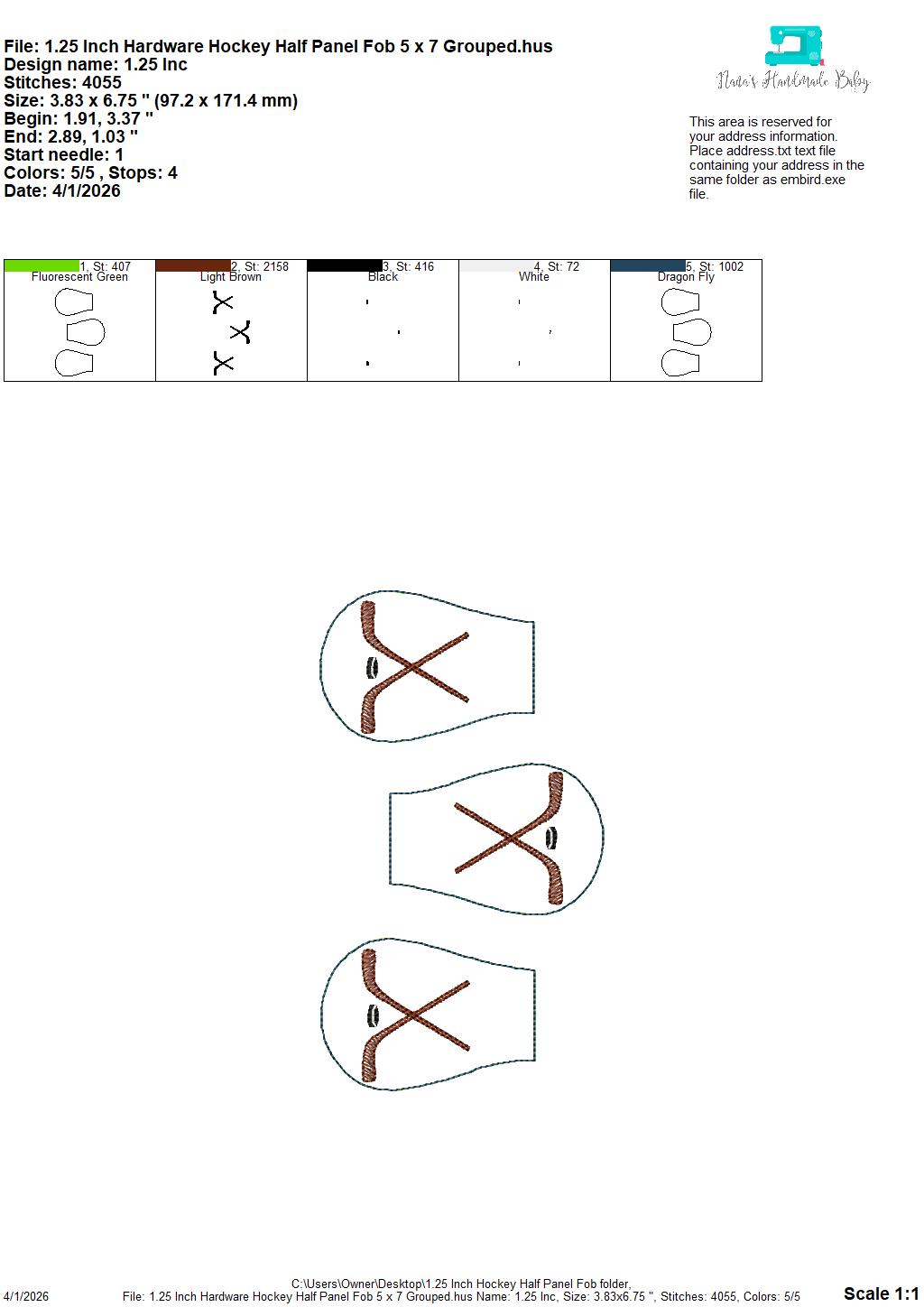 SPORTS Half Panel Fob SET 20 Designs Included – REQUIRES 1.25″ Clamp Hardware – Digital Embroidery Design
