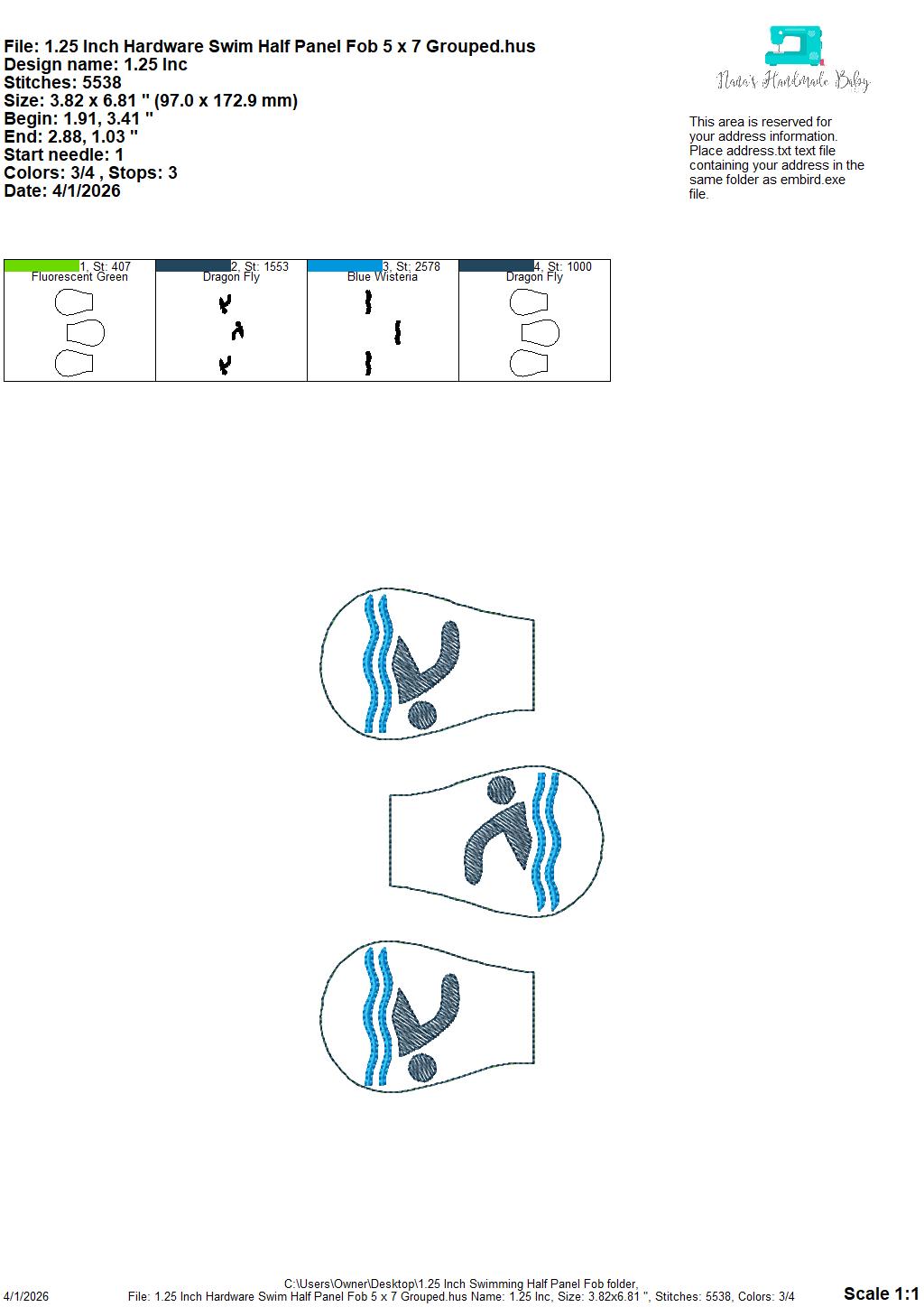 SPORTS Half Panel Fob SET 20 Designs Included – REQUIRES 1.25″ Clamp Hardware – Digital Embroidery Design