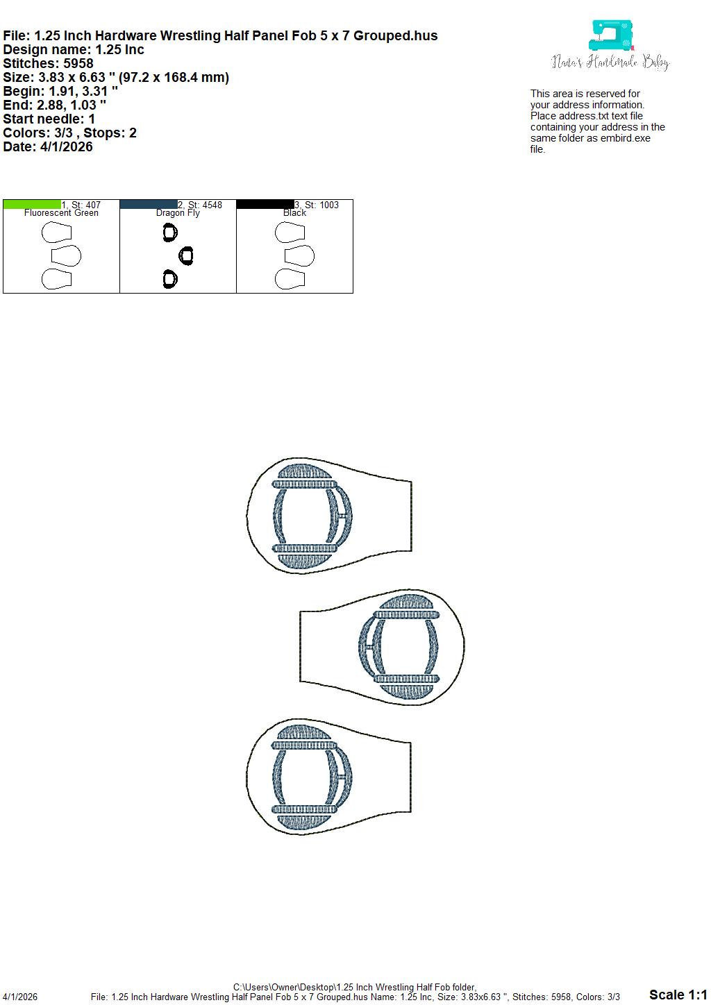 SPORTS Half Panel Fob SET 20 Designs Included – REQUIRES 1.25″ Clamp Hardware – Digital Embroidery Design