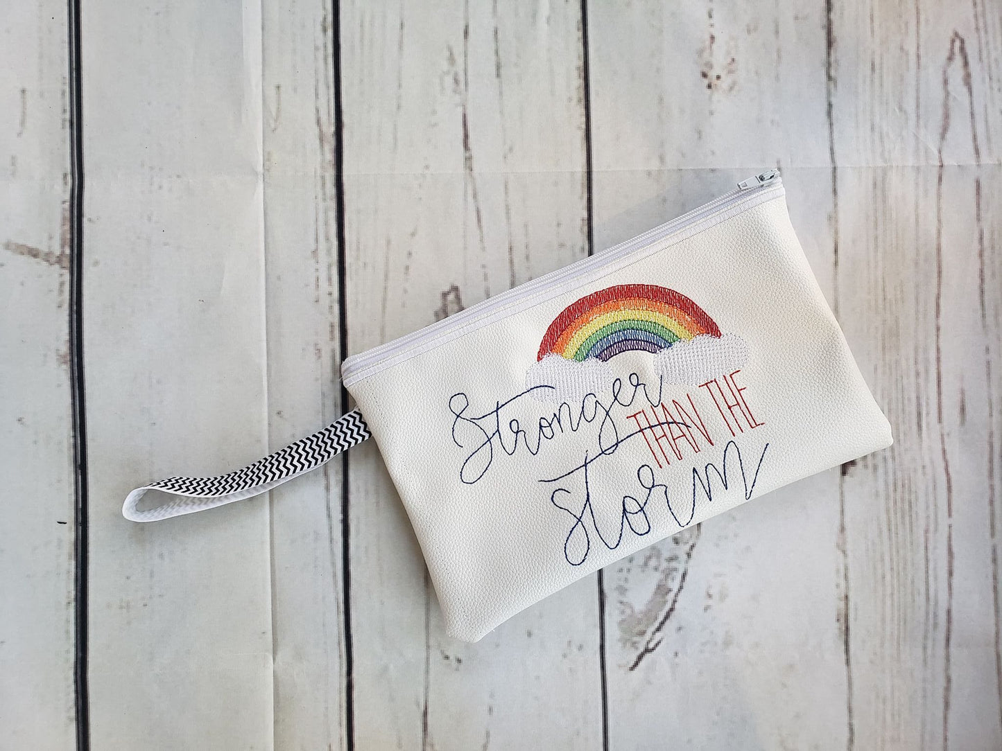Stronger than the storm Zipper Bag - 3 sizes - Digital Embroidery Design