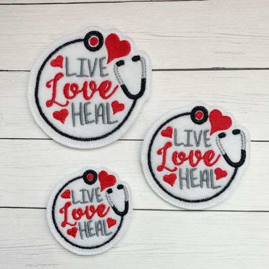 Live Love Heal Felties - 3 sizes - Digital Embroidery Design