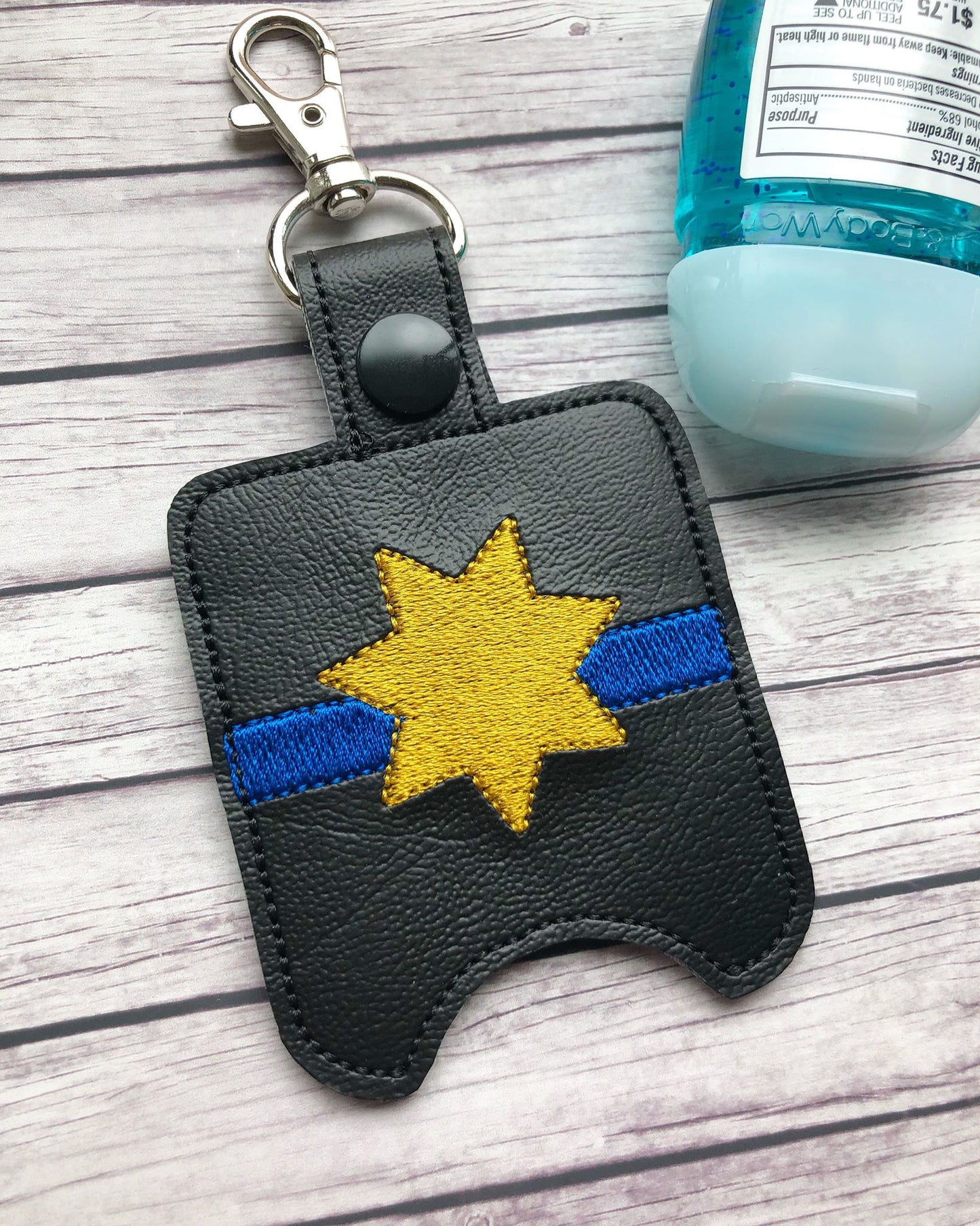 7 Point Blue Line Badge Sanitizer Holders - DIGITAL Embroidery DESIGN