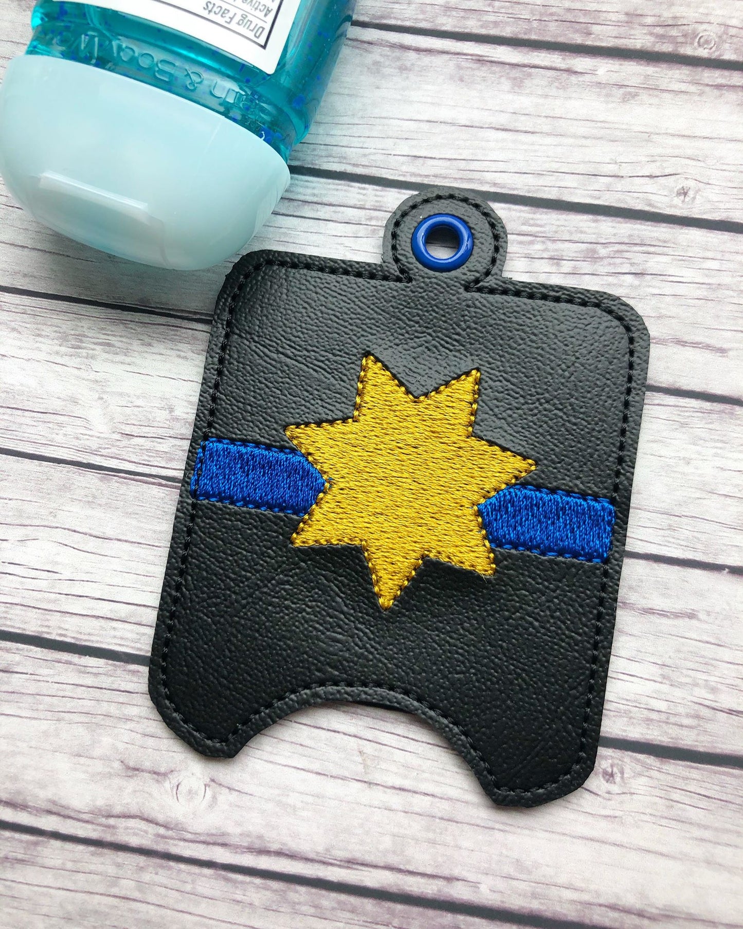 7 Point Blue Line Badge Sanitizer Holders - DIGITAL Embroidery DESIGN