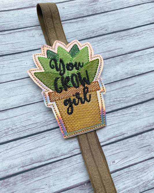 You Grow Girl Book Band - Digital Embroidery Design