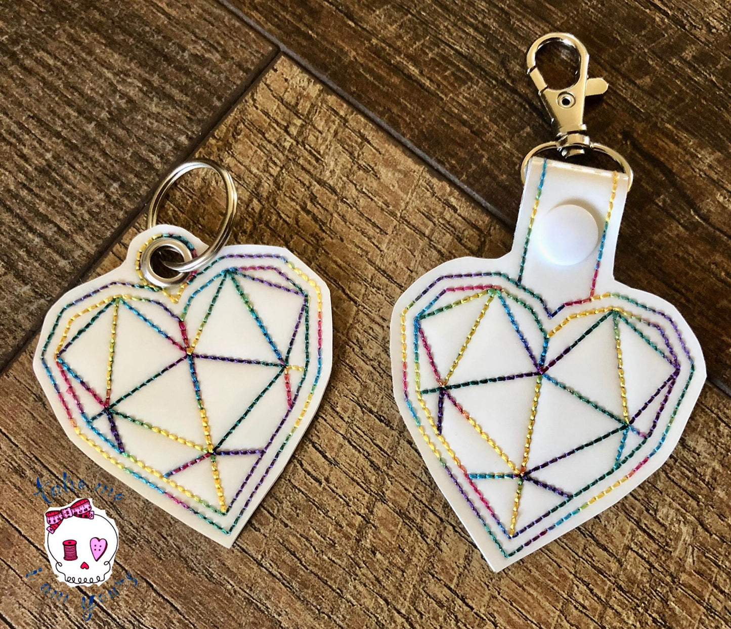 Geo Heart Fobs - DIGITAL Embroidery DESIGN