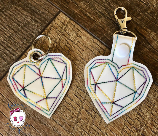 Geo Heart Fobs - DIGITAL Embroidery DESIGN