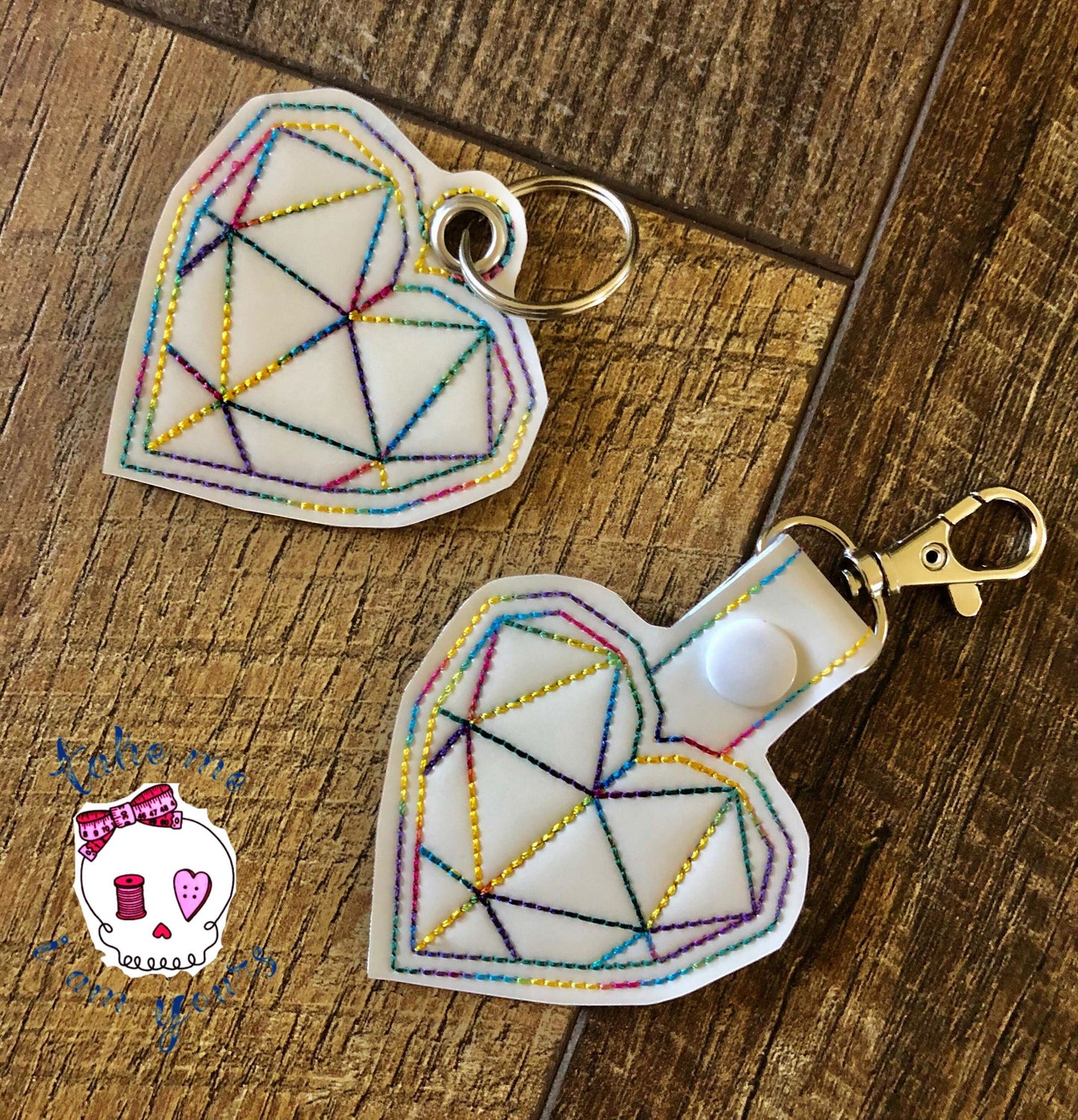 Geo Heart Fobs - DIGITAL Embroidery DESIGN