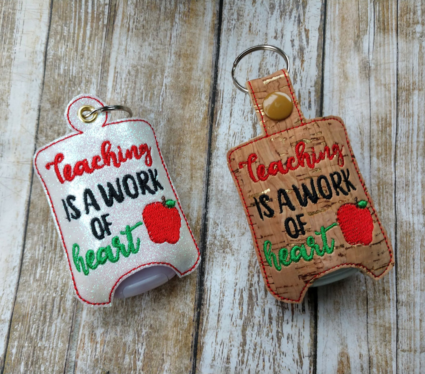 Teaching is a Work of Heart Sanitizer Holders - DIGITAL Embroidery DESIGN