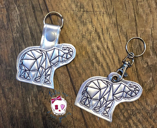 Geo Elephant Fobs - DIGITAL Embroidery DESIGN