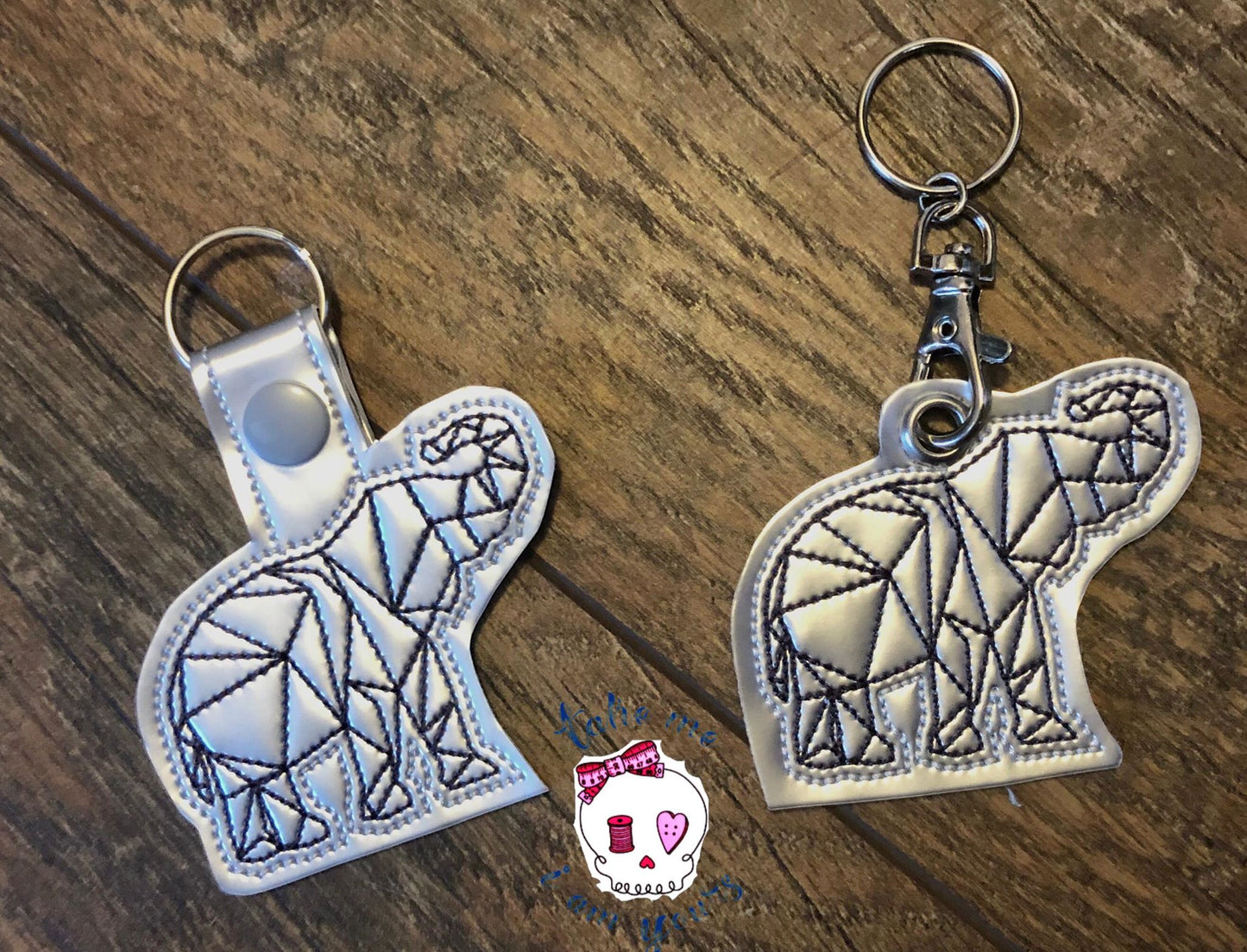 Geo Elephant Fobs - DIGITAL Embroidery DESIGN