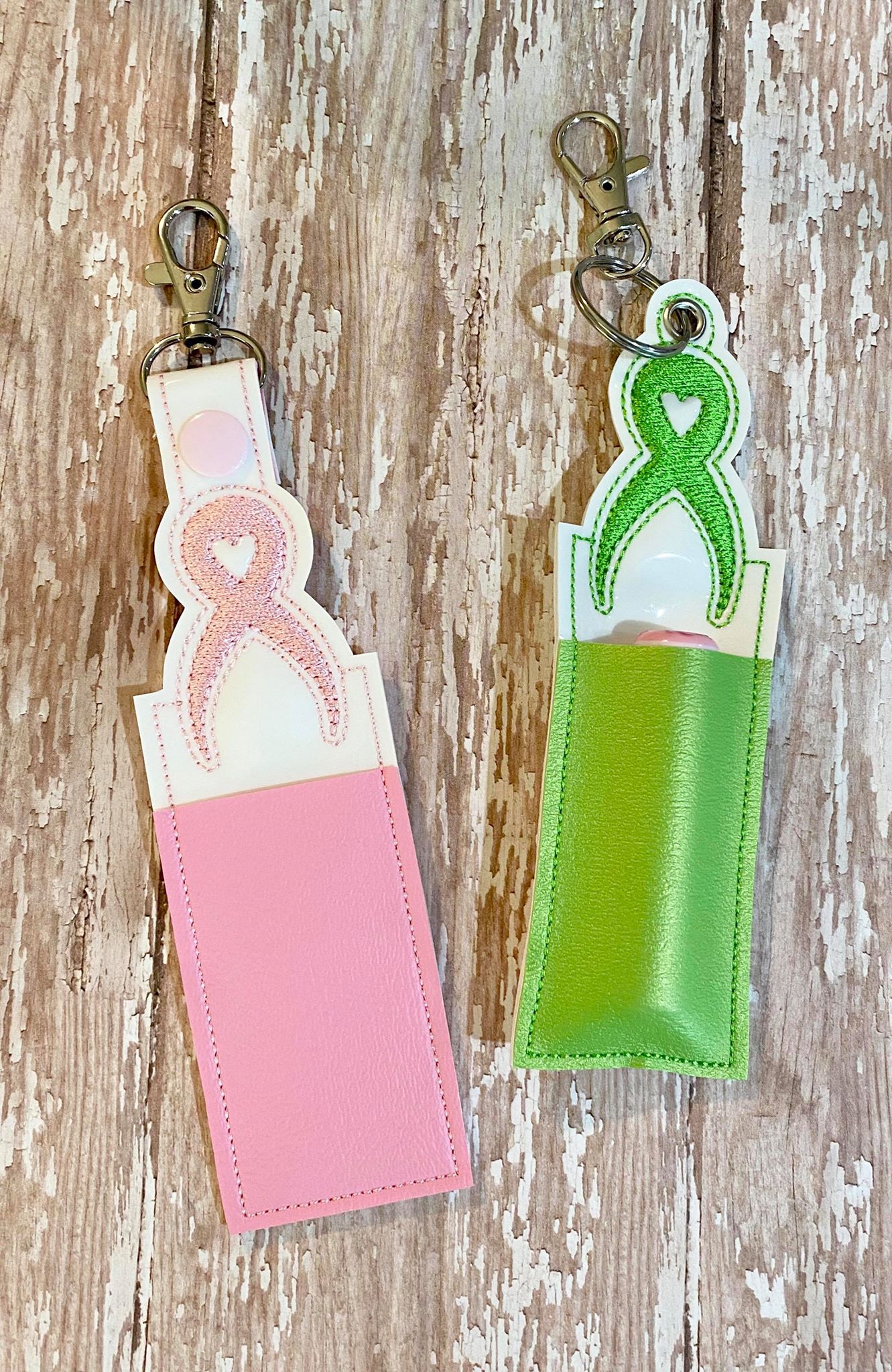 Awareness Ribbon Chapstick Holders 5x7 - DIGITAL Embroidery DESIGN