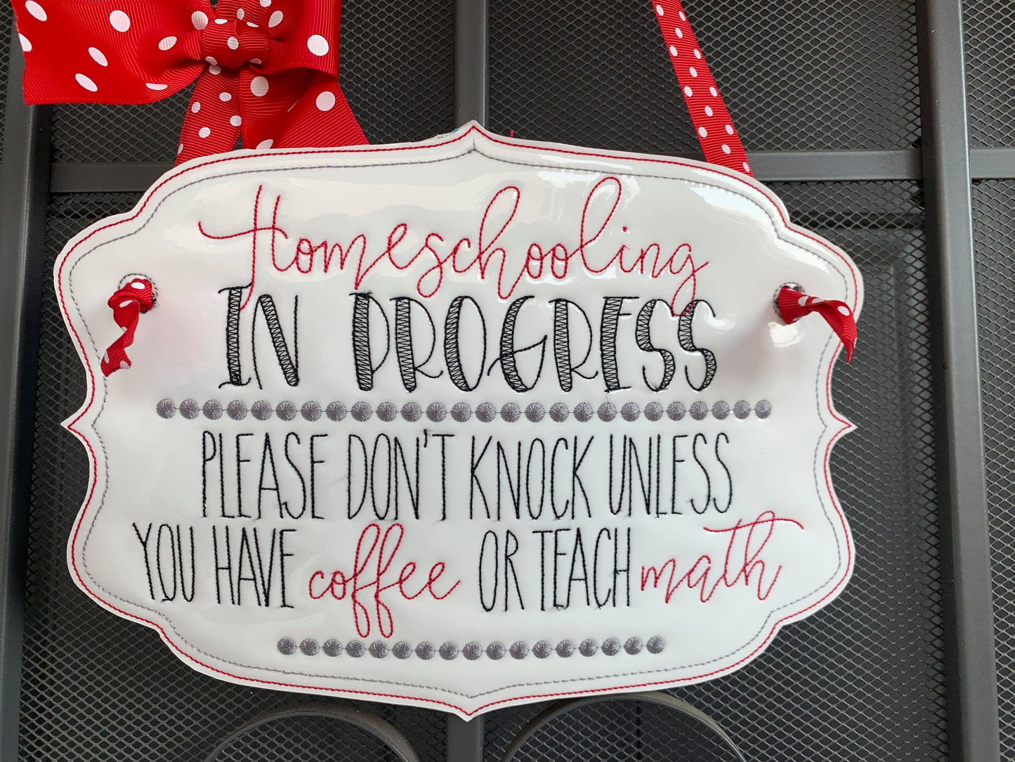 Homeschooling Door Hanger - 3 sizes - Digital Embroidery Design