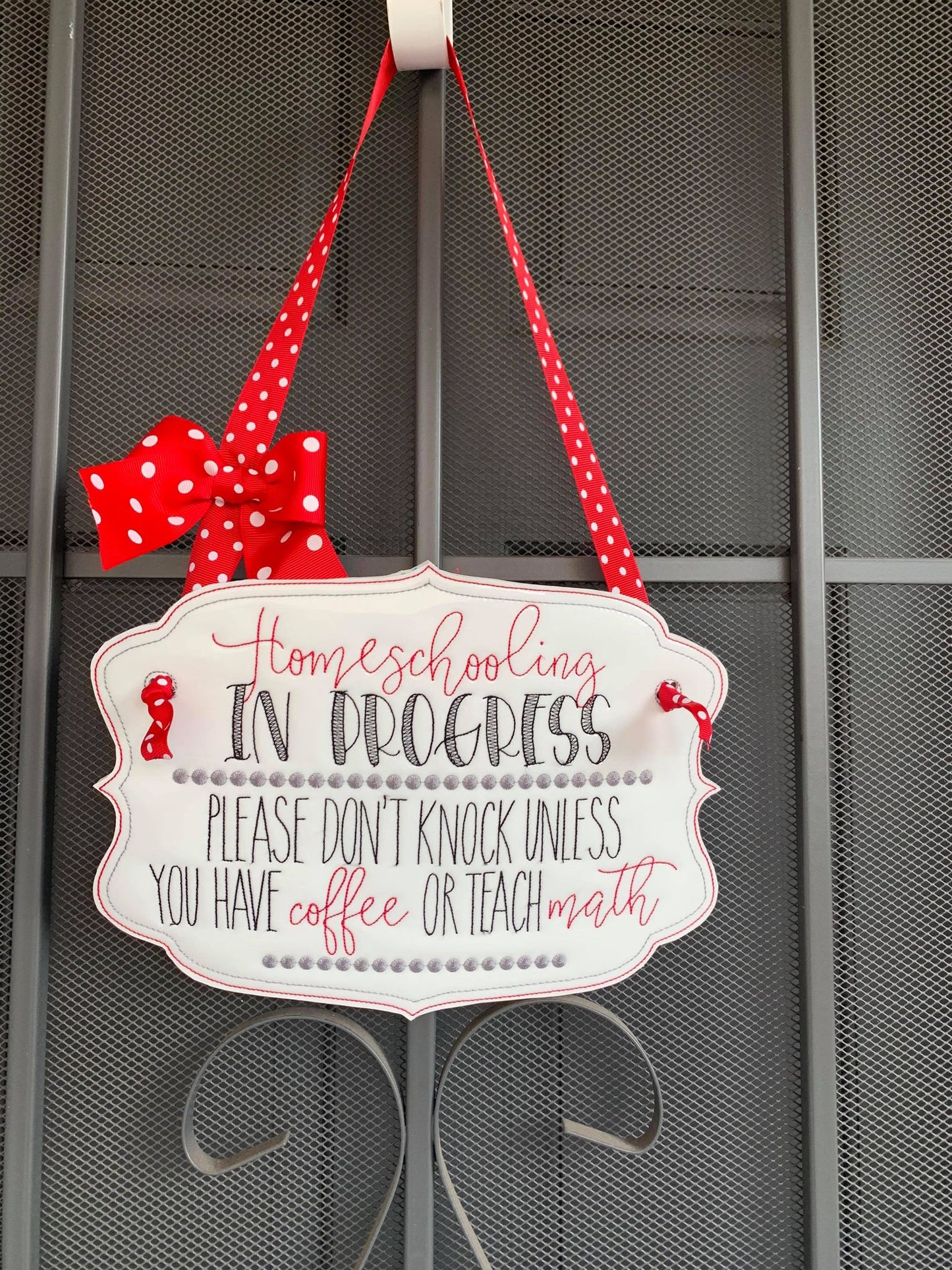 Homeschooling Door Hanger - 3 sizes - Digital Embroidery Design