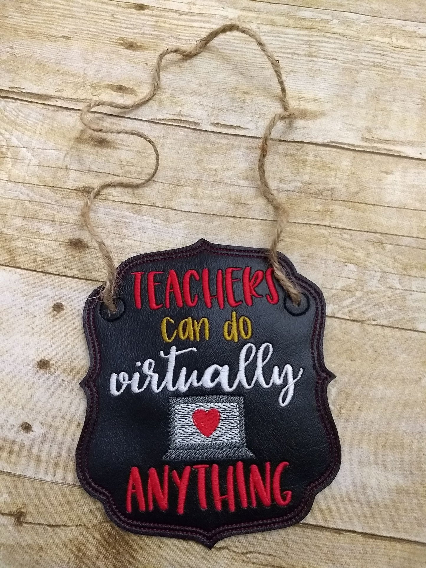 Virtual Teacher Door Hanger - 3 sizes - Digital Embroidery Design