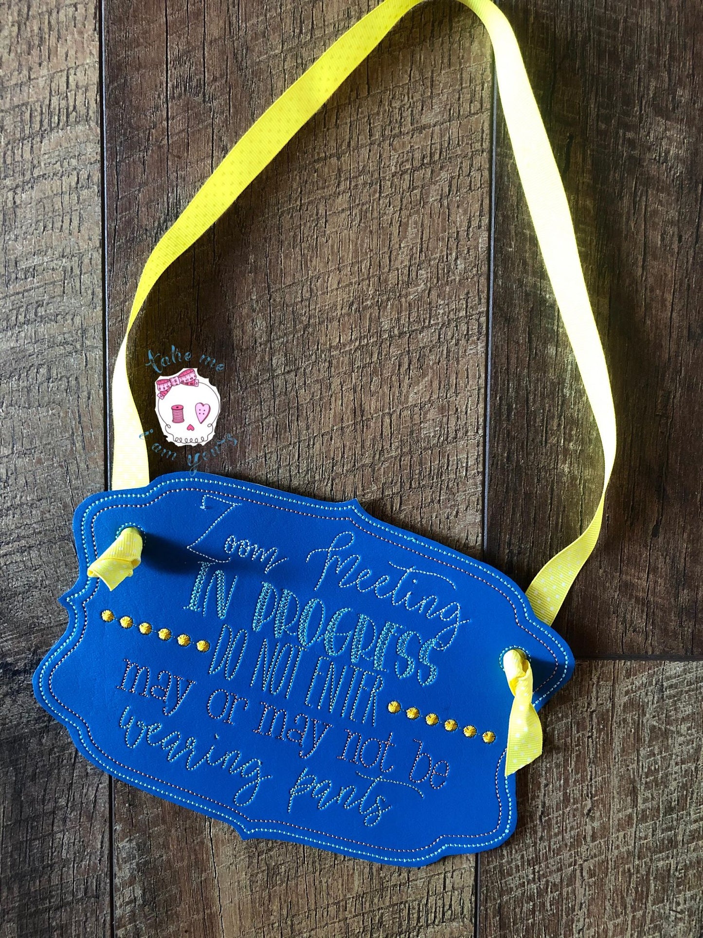 Zoom Meeting Pants Door Hanger - 3 sizes - Digital Embroidery Design