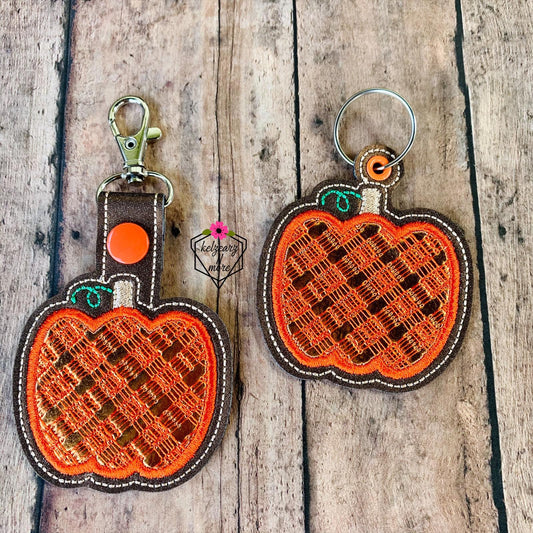 Plaid Applique Pumpkin Fobs - DIGITAL Embroidery DESIGN