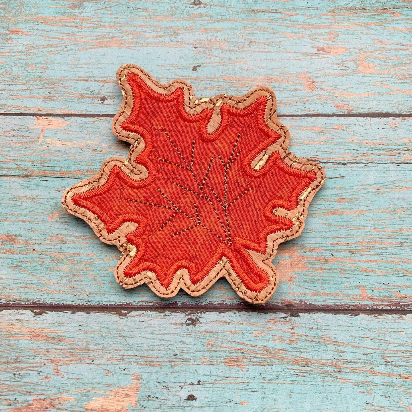 Leaf Applique Coaster  4x4 - DIGITAL Embroidery DESIGN