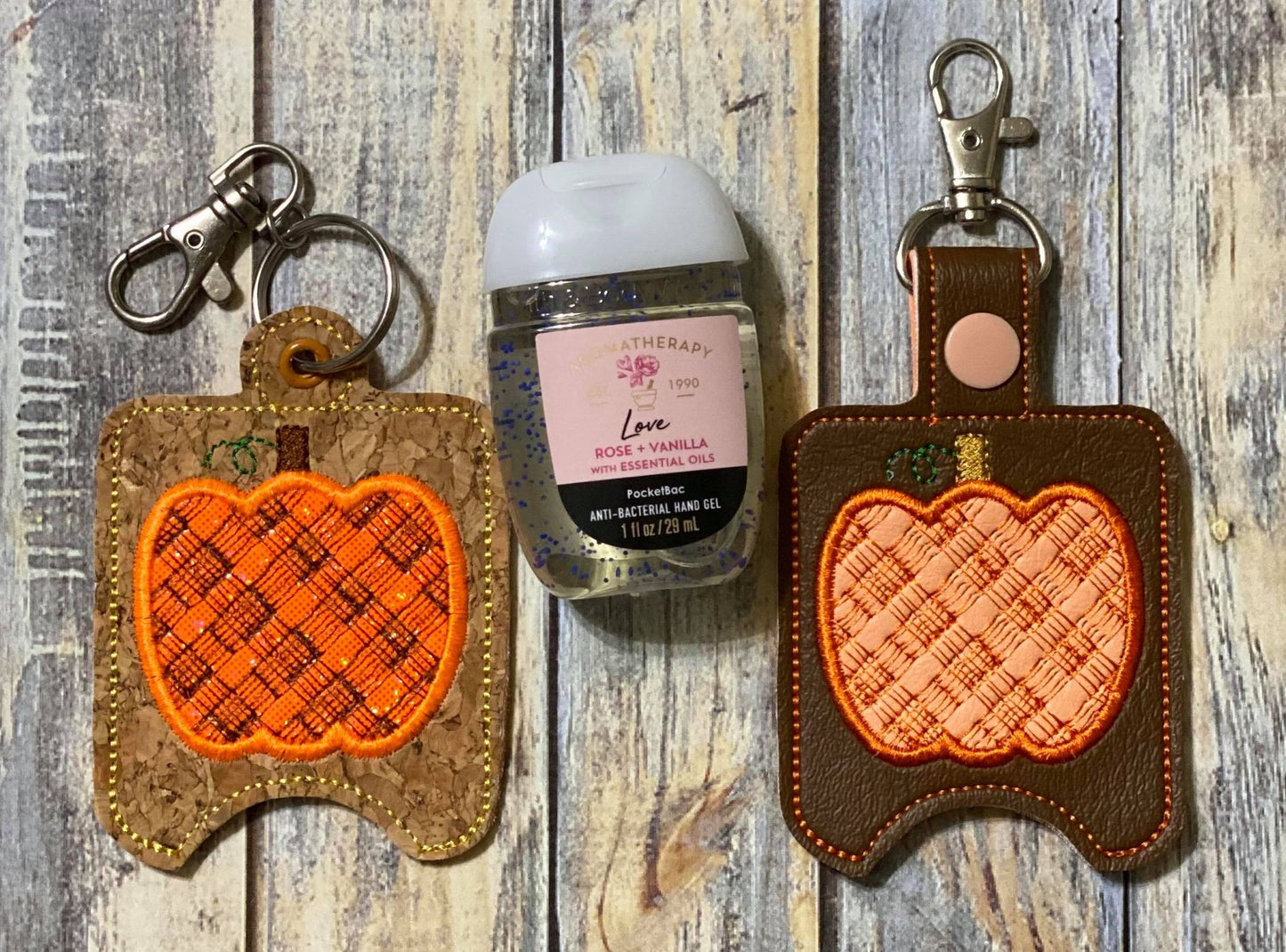 Plaid Applique Pumpkin Sanitizer Holders - DIGITAL Embroidery DESIGN