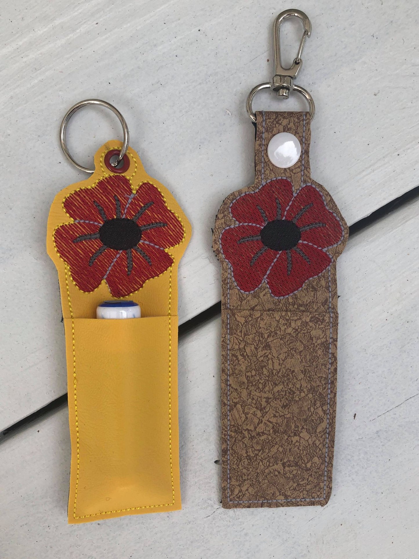 Poppy Lip Balm Holders 5x7 - DIGITAL Embroidery DESIGN