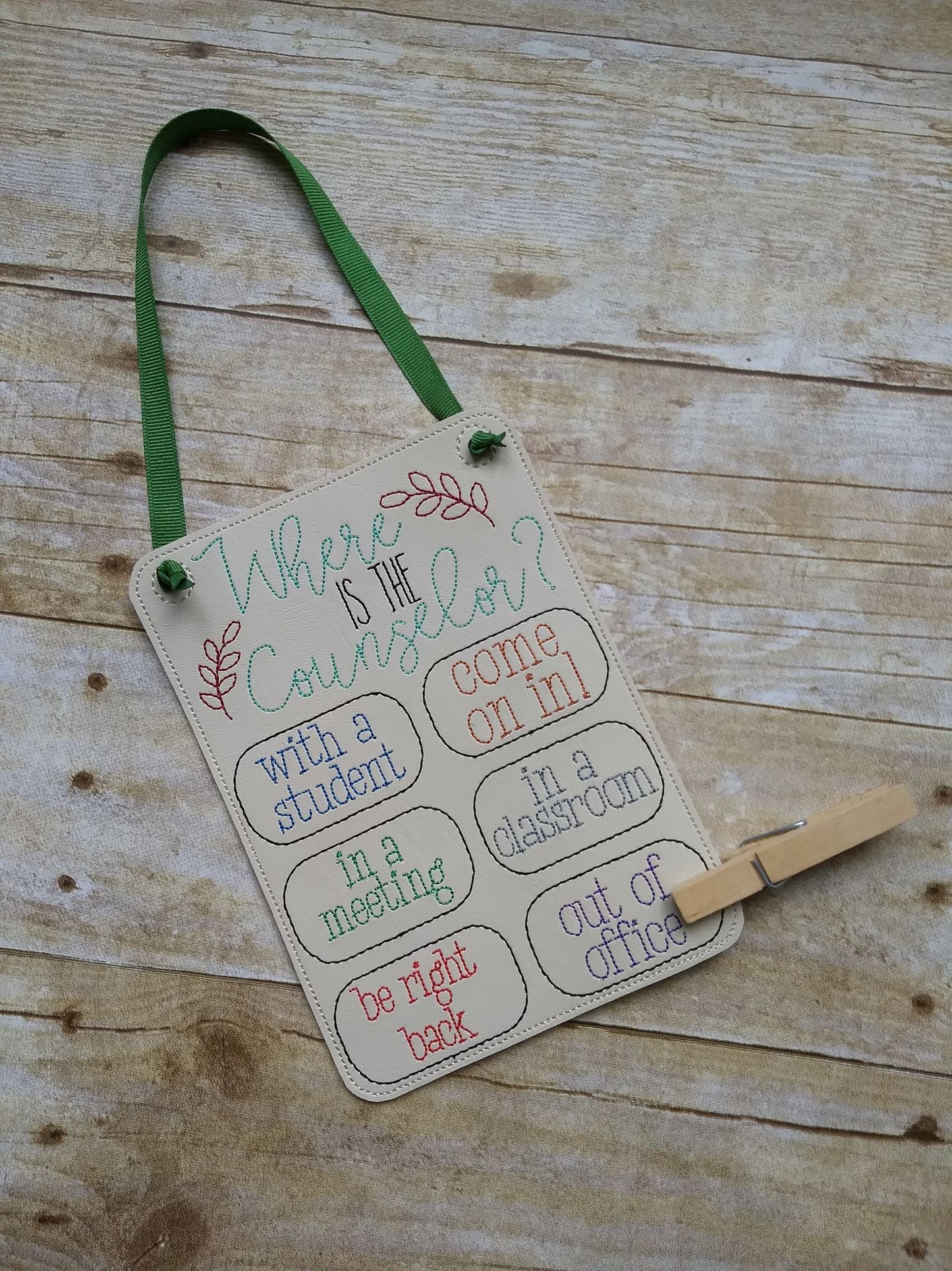 Counselor Door Hanger - 3 sizes - Digital Embroidery Design