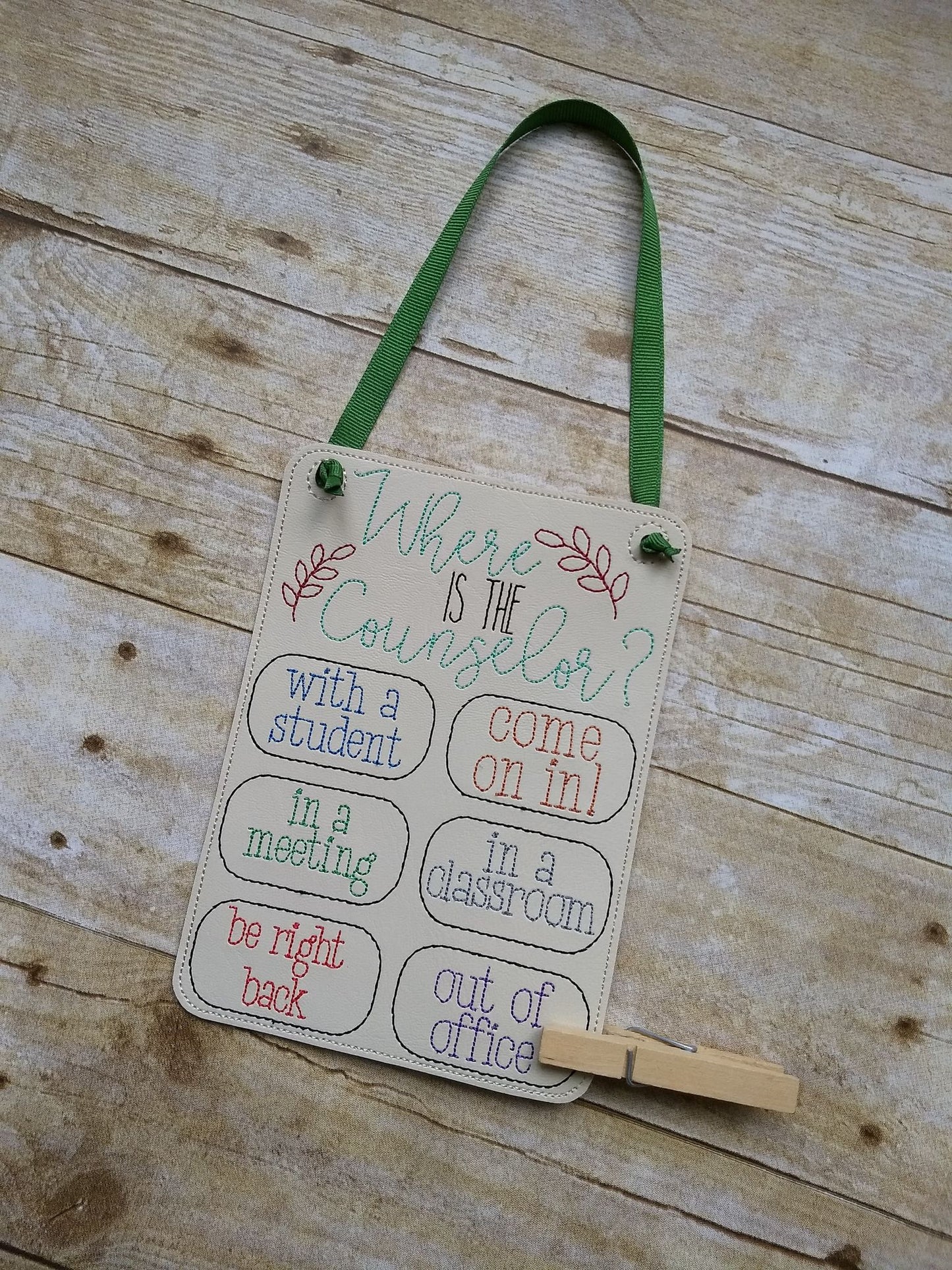Counselor Door Hanger - 3 sizes - Digital Embroidery Design