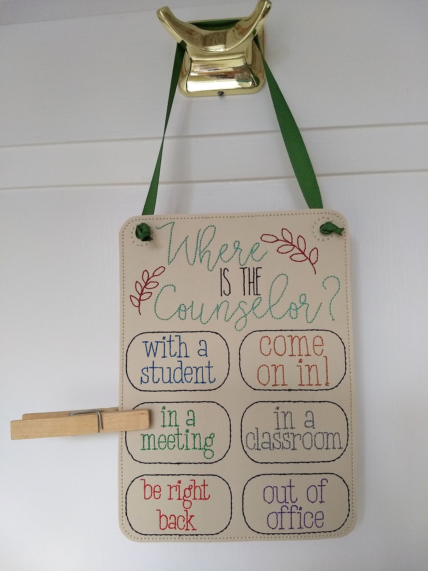 Counselor Door Hanger - 3 sizes - Digital Embroidery Design