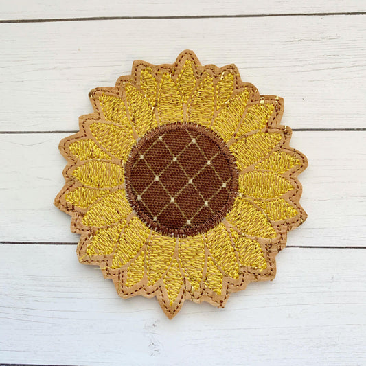 Sunflower Applique Coaster 4x4 - DIGITAL Embroidery DESIGN