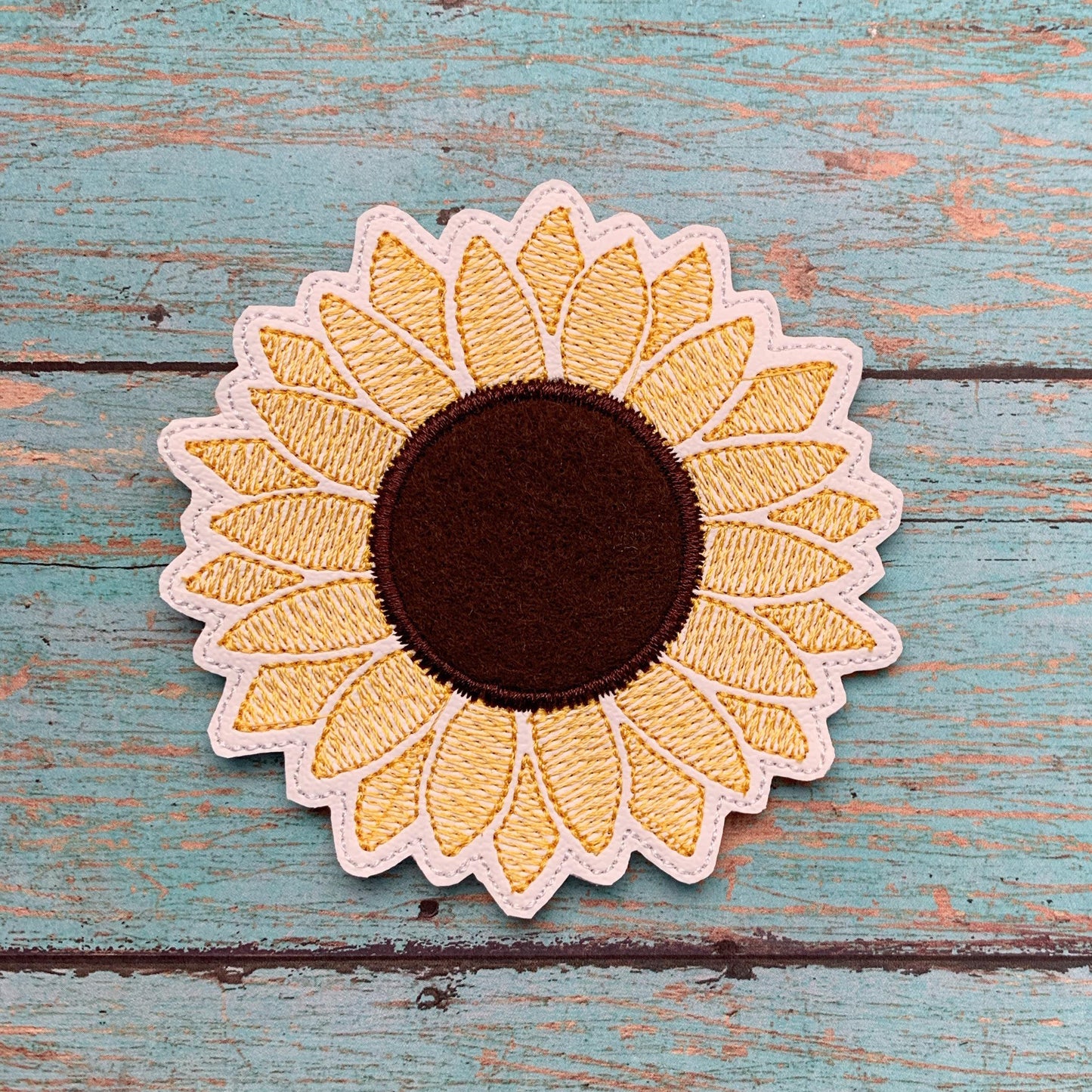 Sunflower Applique Coaster 4x4 - DIGITAL Embroidery DESIGN