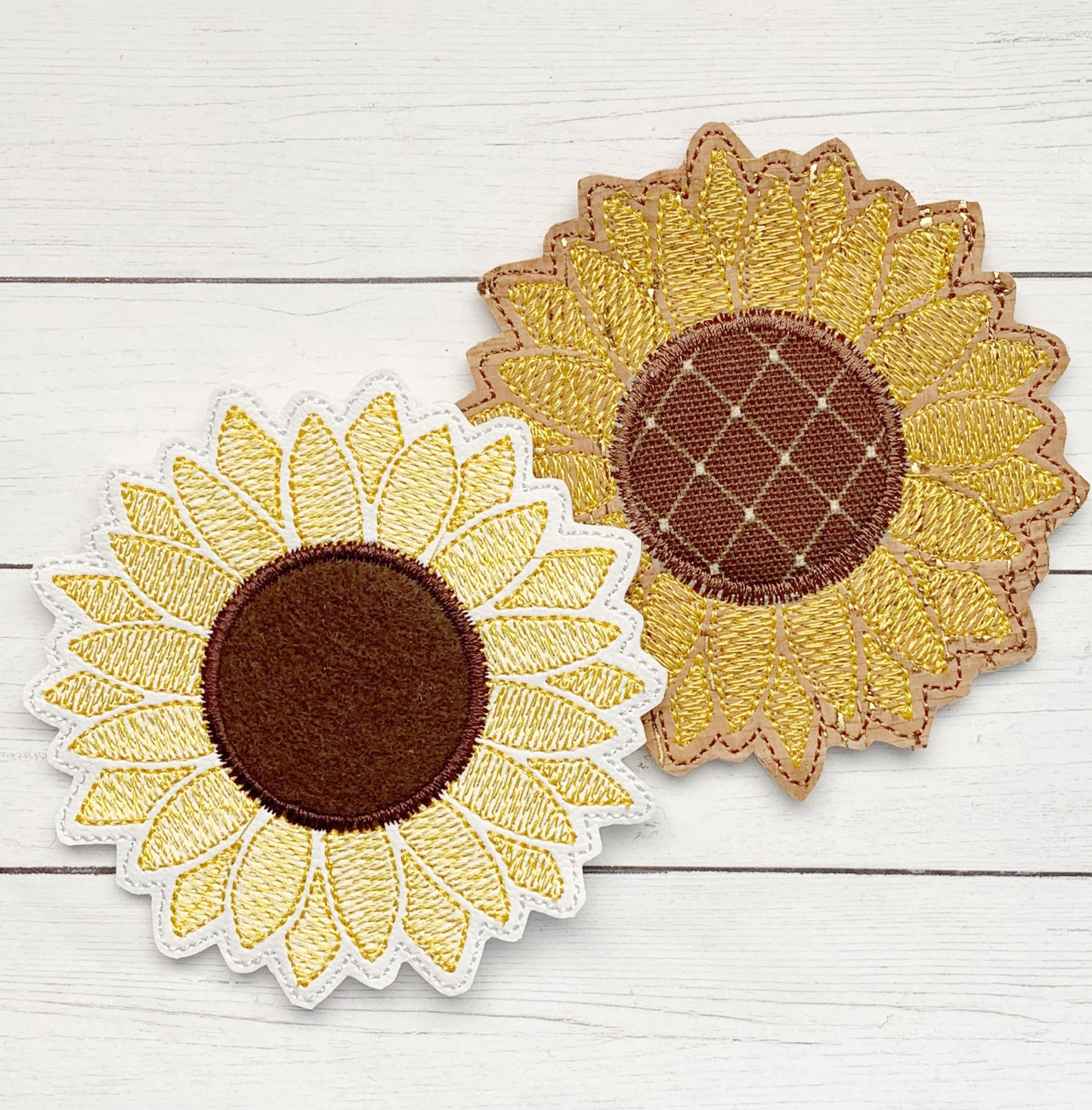 Sunflower Applique Coaster 4x4 - DIGITAL Embroidery DESIGN