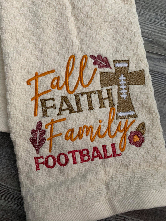 Fall Faith Family Football - 2 Sizes - Digital Embroidery Design