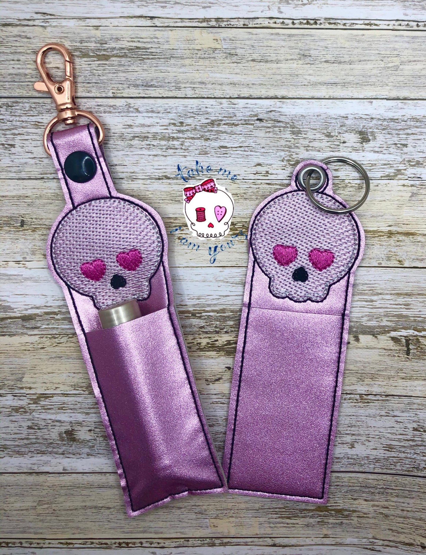 Girly Skull Lip Balm Holders 5x7 - DIGITAL Embroidery DESIGN